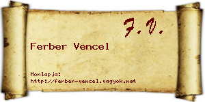 Ferber Vencel névjegykártya